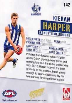 2013 Select Prime AFL #142 Kieran Harper Back